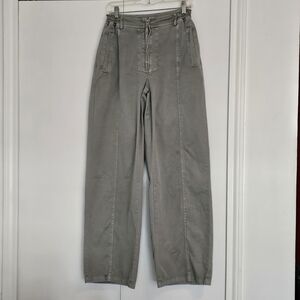 Khaki High-Waisted Wide Leg Pants